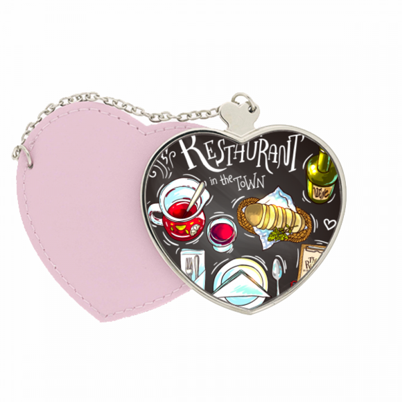 Le Meilleur restaurant de la Ville Gagne Miroir Sac à Main de Voyage Maquillage Coeur Rose
