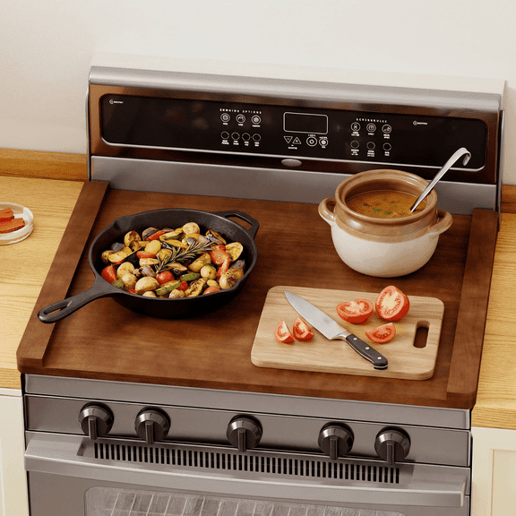 HAIDAIYA Noodle Board Stove Cover, Stove Top Covers for Electric 30"L X 22"W, Stove Top Covers for Gas Burners, Sink Cover for Counter Space, Durable Easy Clean Countertop, Wood Color