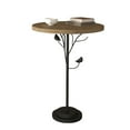 thumbnail image 7 of GZXS 15.75" Round Accent Side Table, Small Vintage Industrial End Table with Bark-Textured Top, Metal Pedestal Base w/ Tree Branch & Bird Design, for Corners and Small Spaces (Natural), 7 of 7