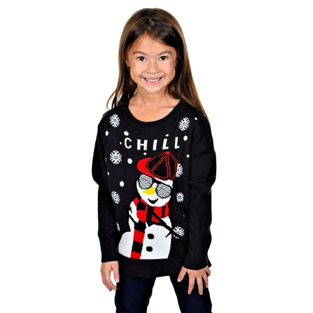 KESIS Kids Tacky Chill Gangsta Snowman Ugly Christmas Sweater 7-8Y