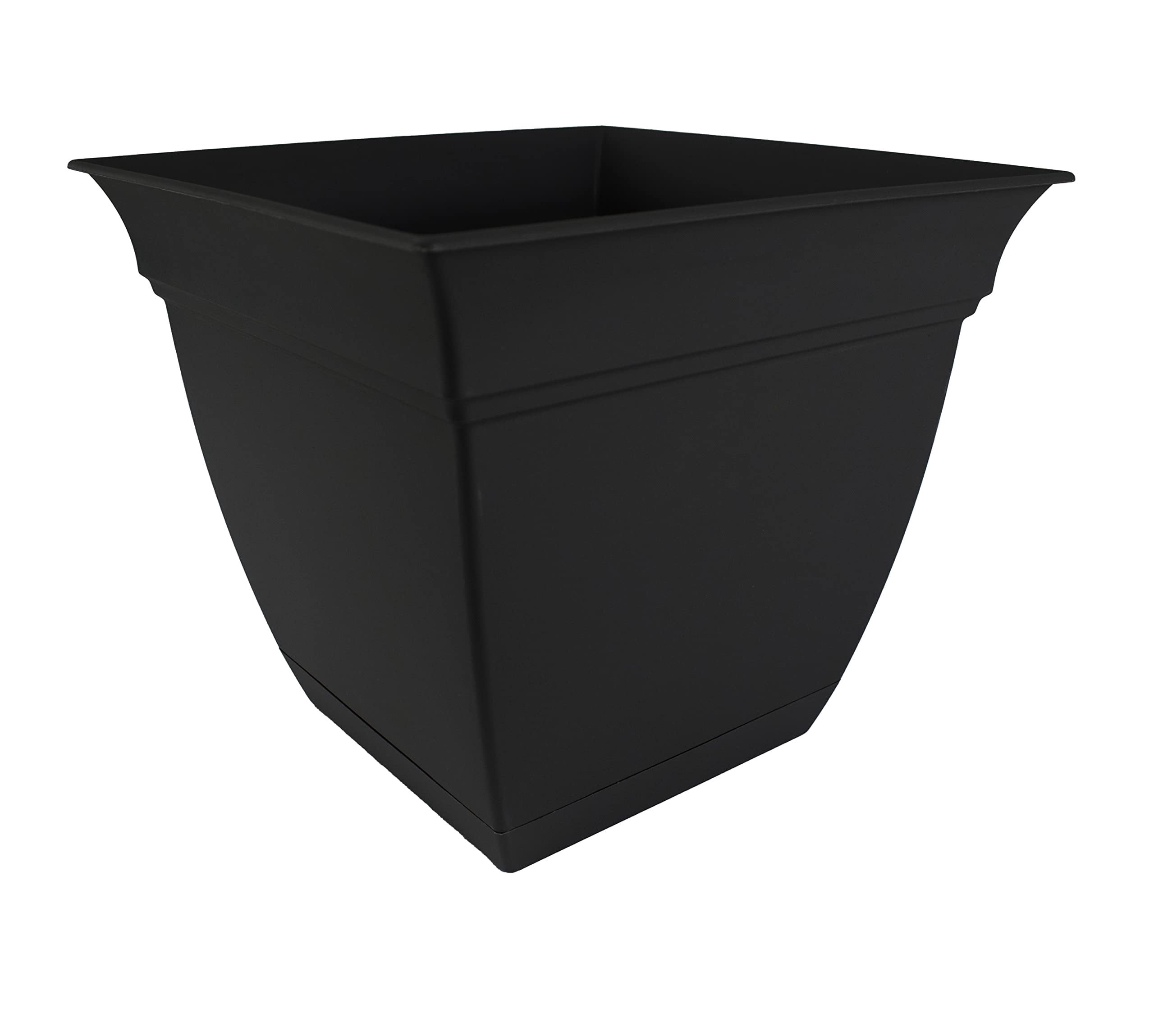 The HC Companies Eclipse Square Planter - Drainage Holes - 8", Black