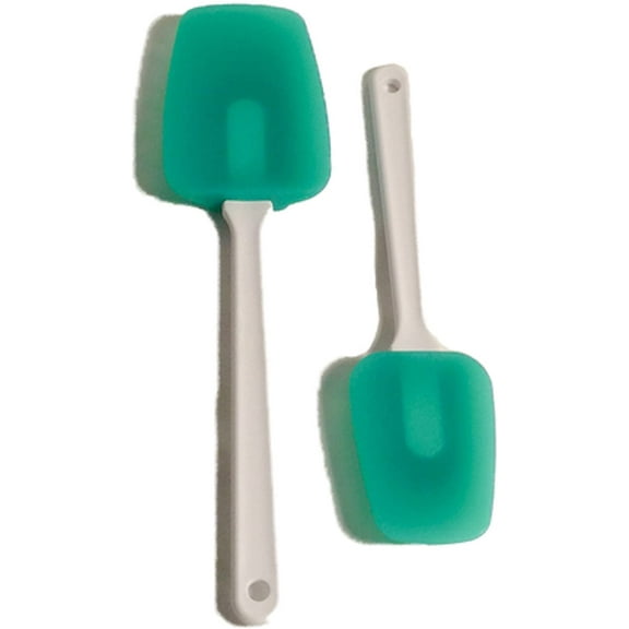 Silicone Scrapers Spatulas Set of 2 Green includes one each 12 1/2 and 10 1/4 long scraper