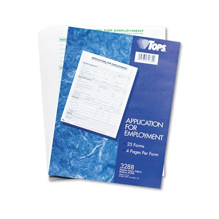 New TOPS Comprehensive Employee Application Form 8 1/2 x 11 25 Forms 3288
