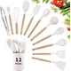 thumbnail image 1 of Juego de Utensilios de Cocina de Silicona Utensilios-Juego de 12 Herramientas de Cocina Antiadherentes Resistentes al Calor con Mango de Silicona y Madera, Ideal para Cocinar y Hornear, Blanco, 1 of 5