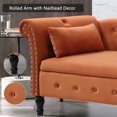 thumbnail image 4 of 60"W Velvet Tufted Chaise Lounge, Storage Chaise Sofa, Solid Wood Leg - 25"D x 60"W x 27"H Orange, 4 of 5