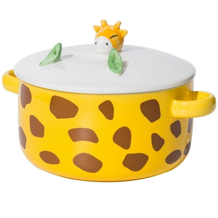 

Adorable Ceramic Binaural Bowl Portable Instant Noodle Bowl for Home Use