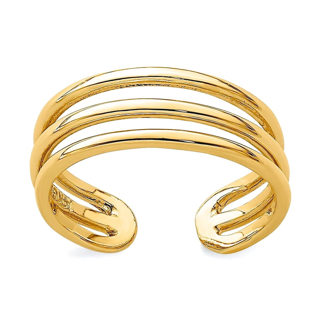 14k Solid Yellow Gold Polished 3 Row toe ring toe ring for Women - 1.5 Grams