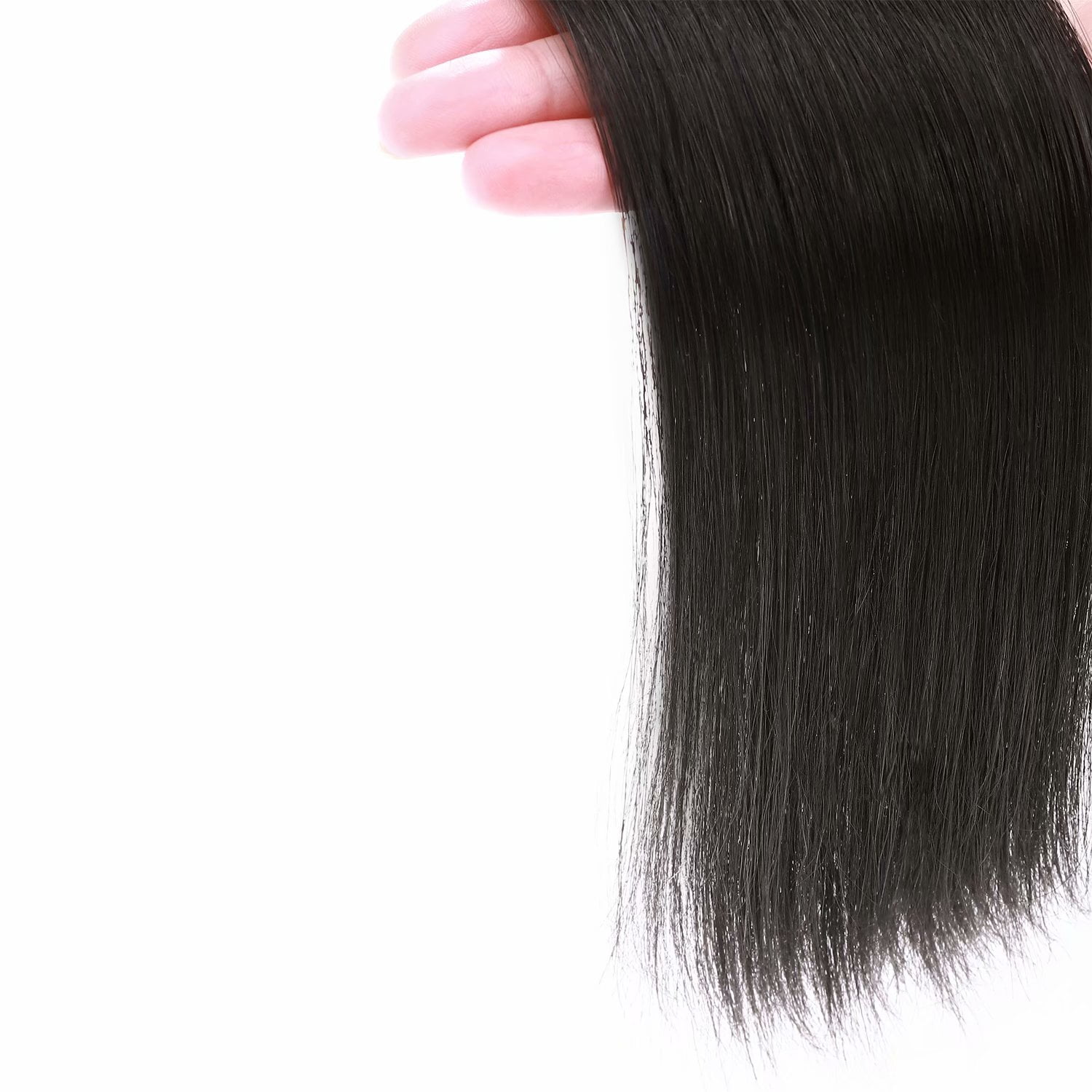 Benehair Clip in 100% Remy Human Hair Extensions Fluffy Hair Pad Invisible Hairpiece Topper Thickened Soft Thin Hair Black 2 Pieces