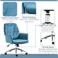 thumbnail image 6 of Vinsetto Velvet Home Office Chair, Tufted Height Adjustable Computer Desk Chair with Swivel Wheels and Padded Armrests, Blue, 6 of 9
