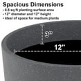 thumbnail image 4 of 12inch Round Planters Resin Vase Floor Standing Flower Pots Modern Decor for Indoor Outdoor Porch/Patio - Black, 4 of 7