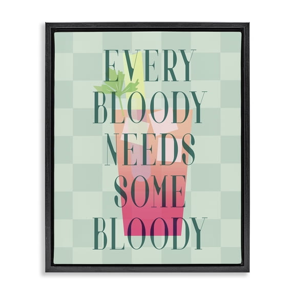 Stupell Industries Bloody Mary Cocktail Food & Beverage Painting Black Floater Framed Canvas Art Print Wall Art, 17 x 21