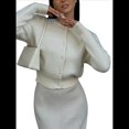 thumbnail image 1 of Suéter Tipo Cárdigan Corto con Cuello Redondo para Mujer, Larga, Abertura Frontal, Botones y Chal S, 1 of 10