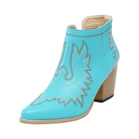 

Boots For Women Ankle Pointed Toe Chunky High Heels Shoes