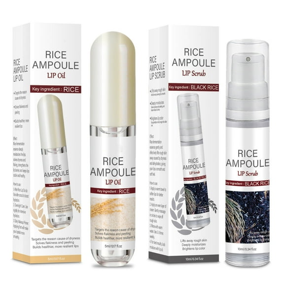 EGNMCR Lip Moisturizing Exfoliating Lip Black Rice Exfoliating Essences Moisturizing Lip Oil Set 15ml lip Care