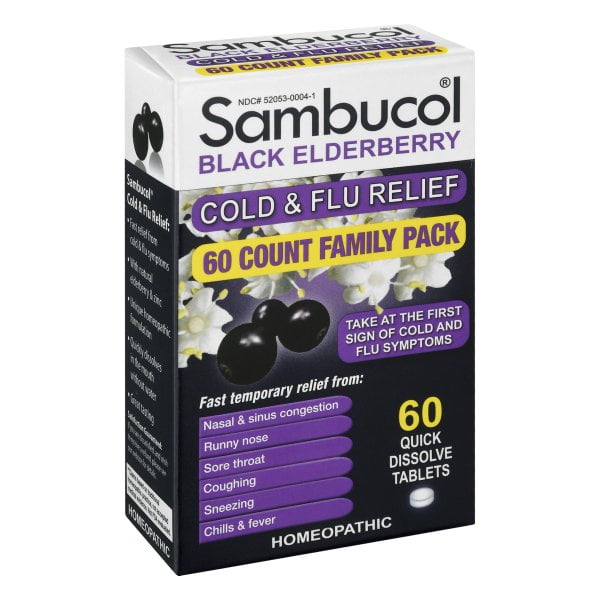 Sambucol Black Elderberry Cold Flu Relief Family Pack 60 Quick Dissolve Tablets Walmart Com Walmart Com