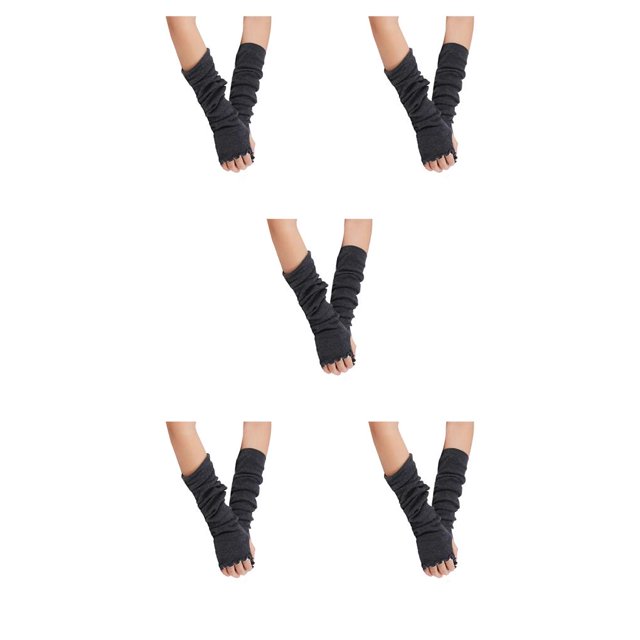 relayinert 1 Pair Long Arm Cover High Elasticity Anti-skidding Comfortable Fingerless Gloves Multiple Collocations Mountaineering Ruffle Deep Gary 5Set