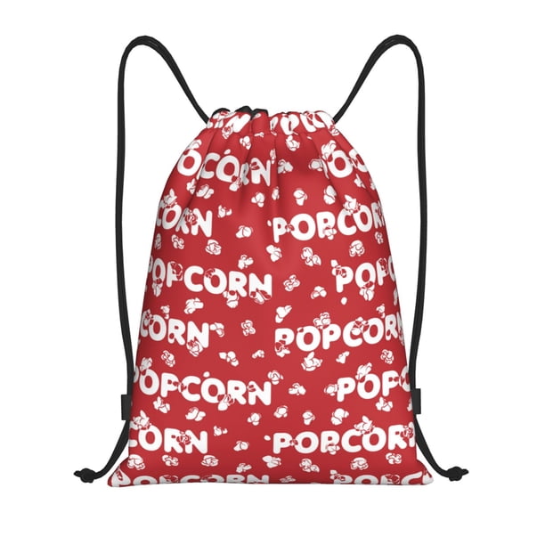 Fotbe Popcorn2 Bolsa Mochila con Cordón Estampada, Bolsa de Gimnasio Deportiva, Bolsa Cinch, Bolsa con Cordón para Hombres y Mujeres-Medium