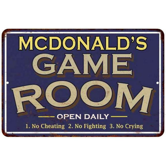 MCDONALD'S Blue Game Room Sign Metal Wall Decor 8x12 108120002287