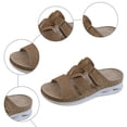 thumbnail image 6 of Rokment Womens Orthopedic Platform Wedge Gladiator Sandals Vintage Comfortable Casual Suede Air Cushion Arch Support Walking Slip on Slides Beach Summer Shoes Khaki Size 8, 6 of 8