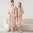 thumbnail image 5 of JTieacloth Men's Loungewear Winter New Half Flannel Men's Thickened Robe Long Furry Home Wear Bathrobe Man Pink, 5 of 6