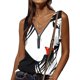 thumbnail image 1 of ICHUANYI Clearance Women Fashion Summer Sexy Fold Printed Regular Sleeveless V Neck Button Top(White, L) ICHUANYI WER2023080813031, 1 of 5