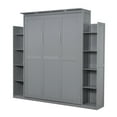 thumbnail image 5 of Harper & Bright Designs Wood Queen Size Murphy Bed with Storage Shelves and LED Lights, Foldable Wall Bed Murphy Bed Cabinet for Guest Room Home Office, Gray, 5 of 16