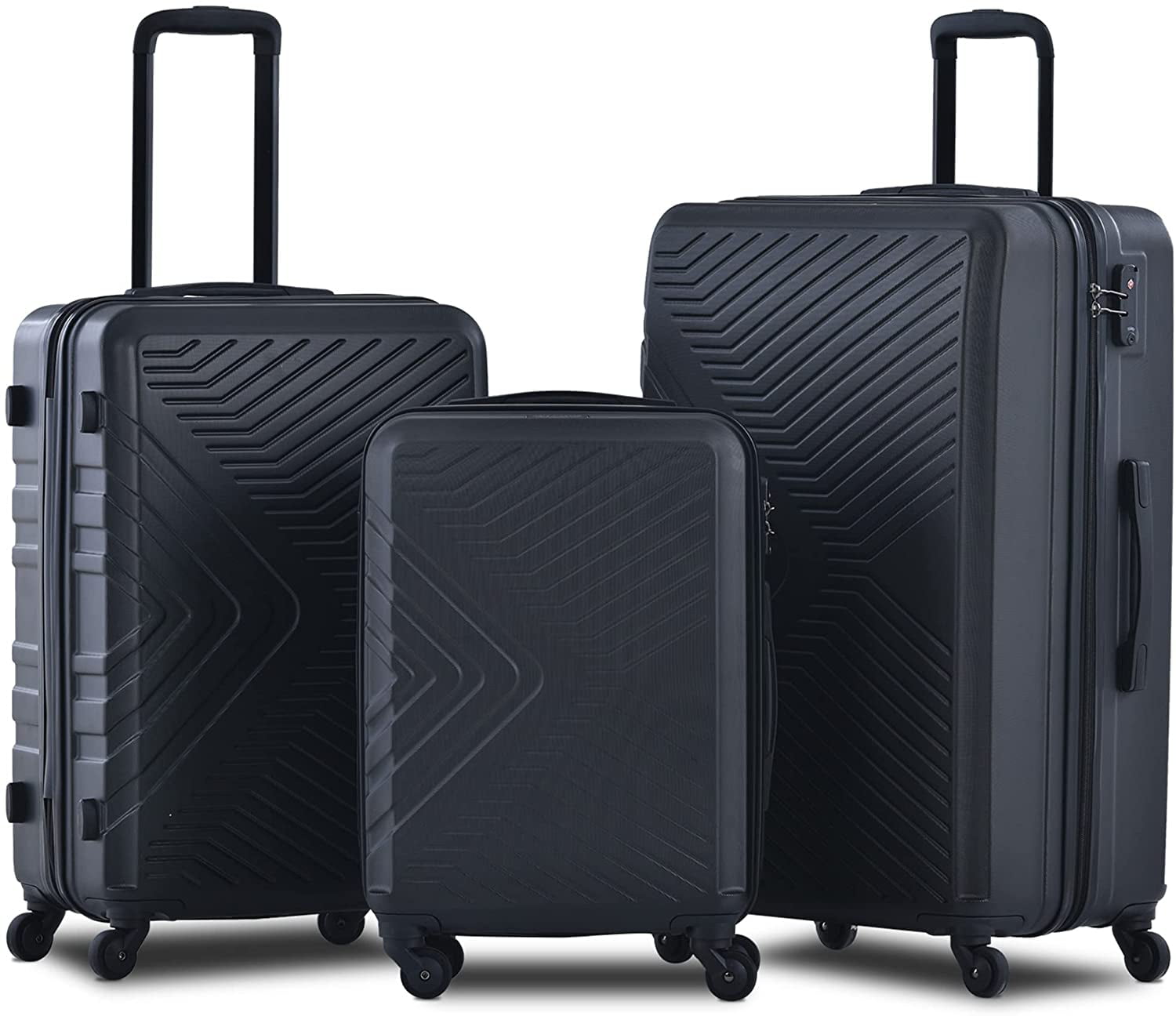3 Pcs Luggage Travel Set Bag ABS Trolley Suitcase w/TSA Lock Black