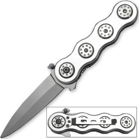 Infinite-X2 Spear Point Folding Knife EDC Pocket Clip Silver Finish