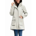 thumbnail image 2 of Women Waterproof Softshell Jackets Warm Fleece Lined Coats with Hood Long Rain Jacket White Gray XXXL, 2 of 8