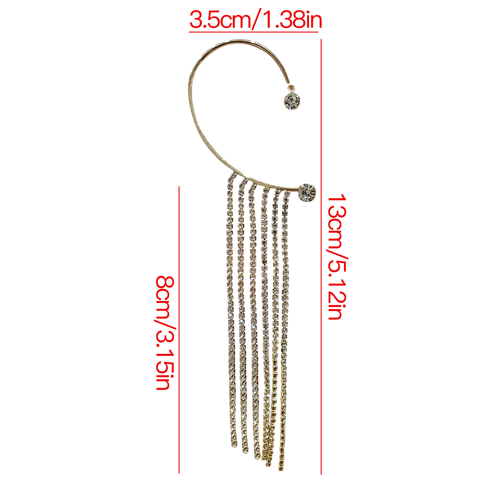 Ladies Fashion Party Shiny Diamond Long Tassel Earrings Single Without Pierced Ears 超特価sale開催 Ladies Fashion Party Shiny Diamond Long Tassel Earrings Single Without Pierced Ears 超特価sale開催