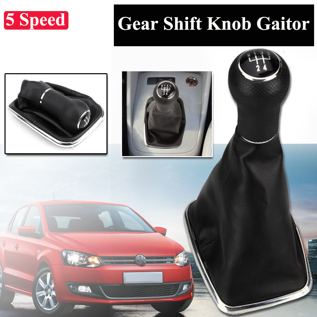 Madezz Car Gear Shift Knob Gaiter Boot T6 2003-2011 5 Speed Gear Shifter Knob Gearstick Gaiter Boot Kit For Transporter T5