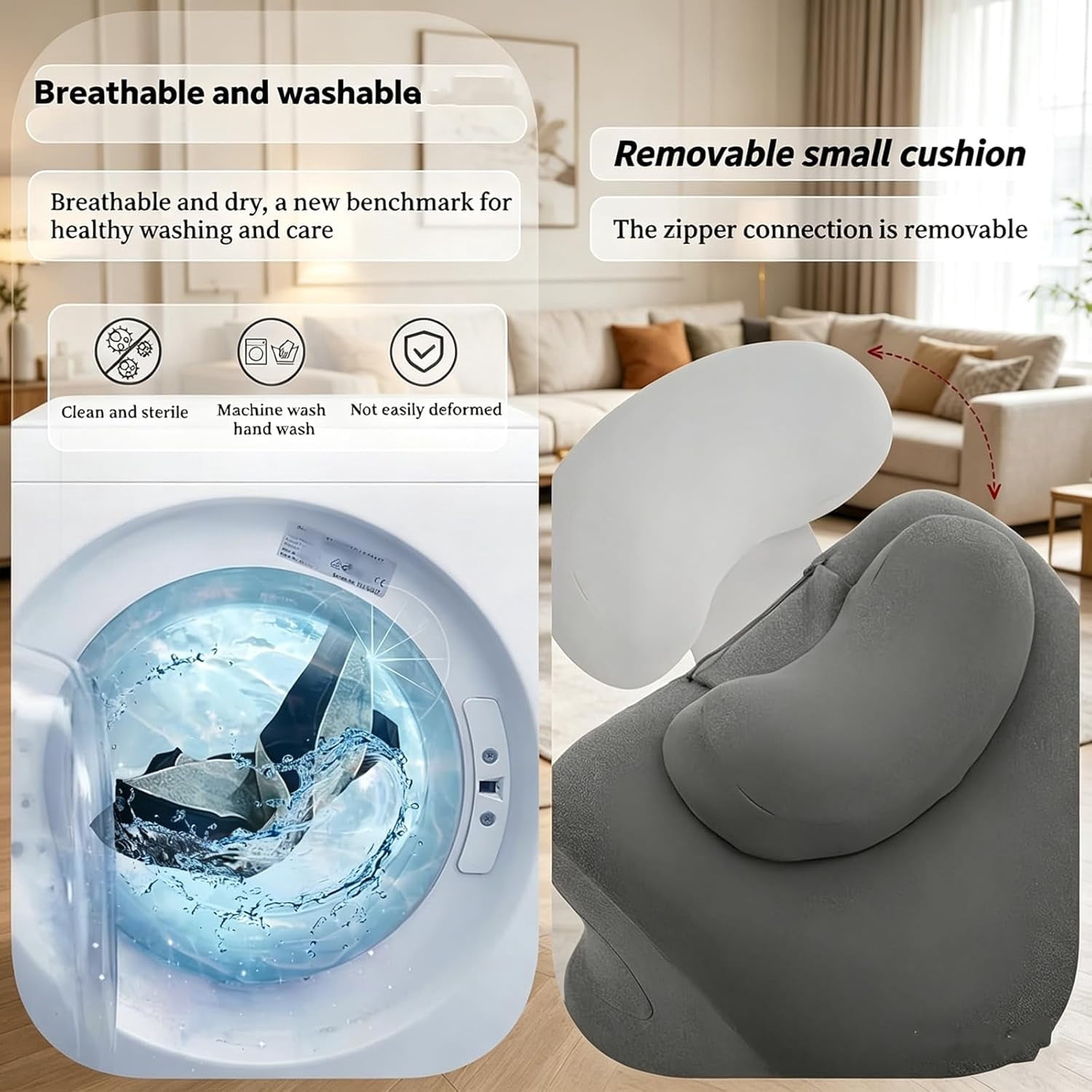 TripleHBB  Memory Foam Wedge Pillow, 27° Angled Support for Neck and Waist, Multi-Position Support Pillow