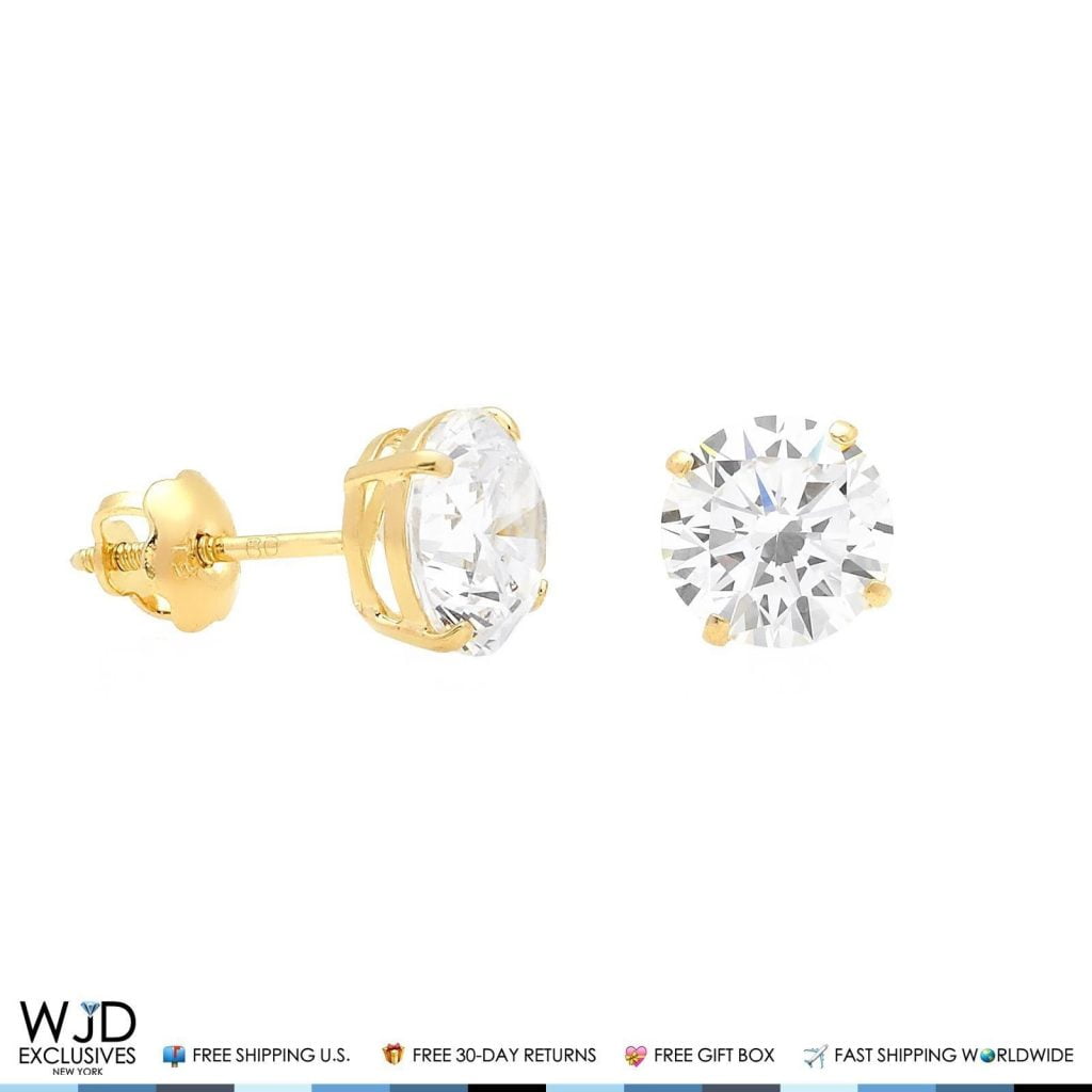 9ct Gold 0.75ct Ladies Oval Cut Solitaire Stud Earrings 