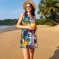 thumbnail image 3 of Vsdgher Robes d'Été Rétro à Imprimé Panthère pour Femmes, Robe de Plage Décontractée à Col en U, Sans Manches, Ample, avec Poche, 3 of 7