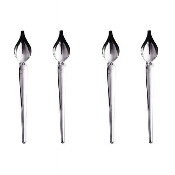 Juego de 4 cucharas decorativas de precisión para dibujo culinario de acero inoxidable, cuchara para salsa, cuchara para decorar platos