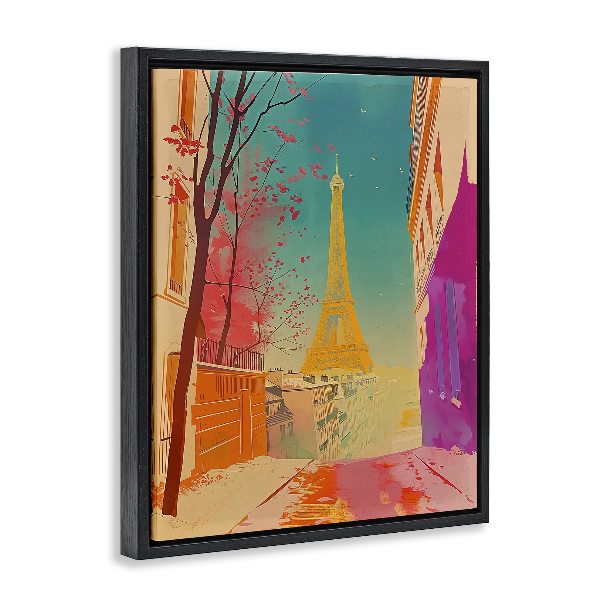 Stupell Industries Abstract French View Town & City Painting Black Floater Framed Art Print Wall Art, 25 x 31
