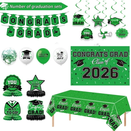 2026 Graduation Decorations Set Congrats Grad Banner Class of 2026 Backdrop Balloons & Streamers Kit for Graduation Party Supply Decoration Ceremony and Celebration