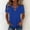 Blue, variant on Women's O-Ring Cutout Neck T-Shirt, Short Sleeve Casual Solid Color Top Summer Fold Printed Regular Top Green XL