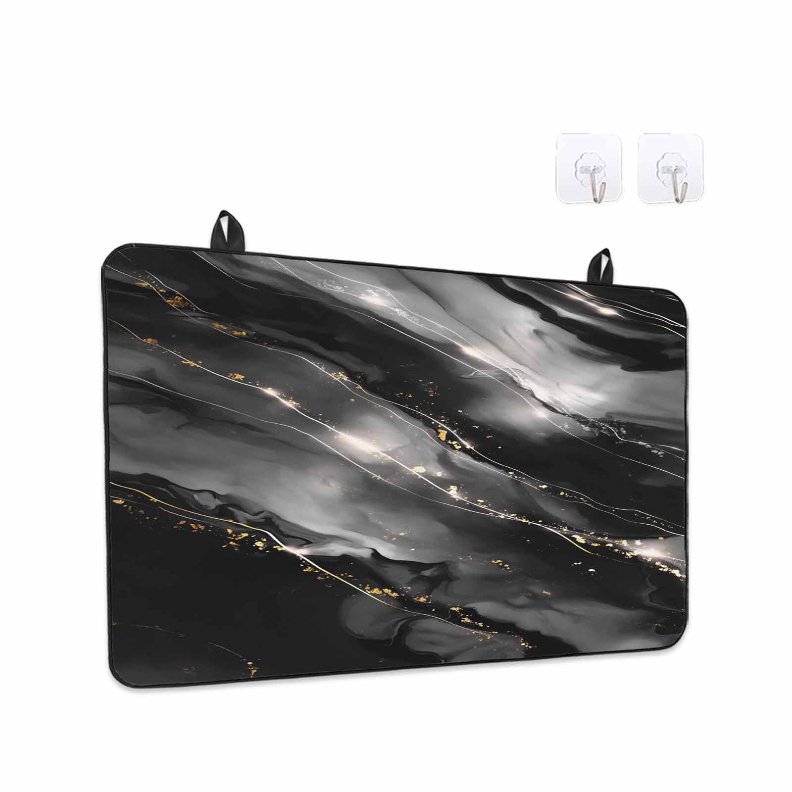 Blake Gray Marble Stove Top Cover for Electric Stove, Heat-proof & Non Slip Glass Top Stove Cover Protector, Modern Abstract Art Marble Crack Kitchen Flat Cooktop Rubber Mat 24x21 Inches