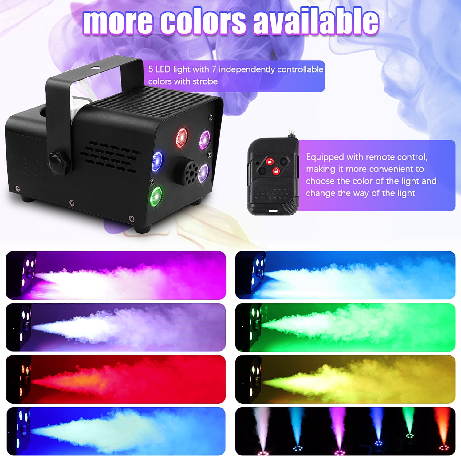 Fog Machine Smoke 700W 5 three-in-one RGB Light Beads Smoke Machine with Remote Control for Halloween Party Stage