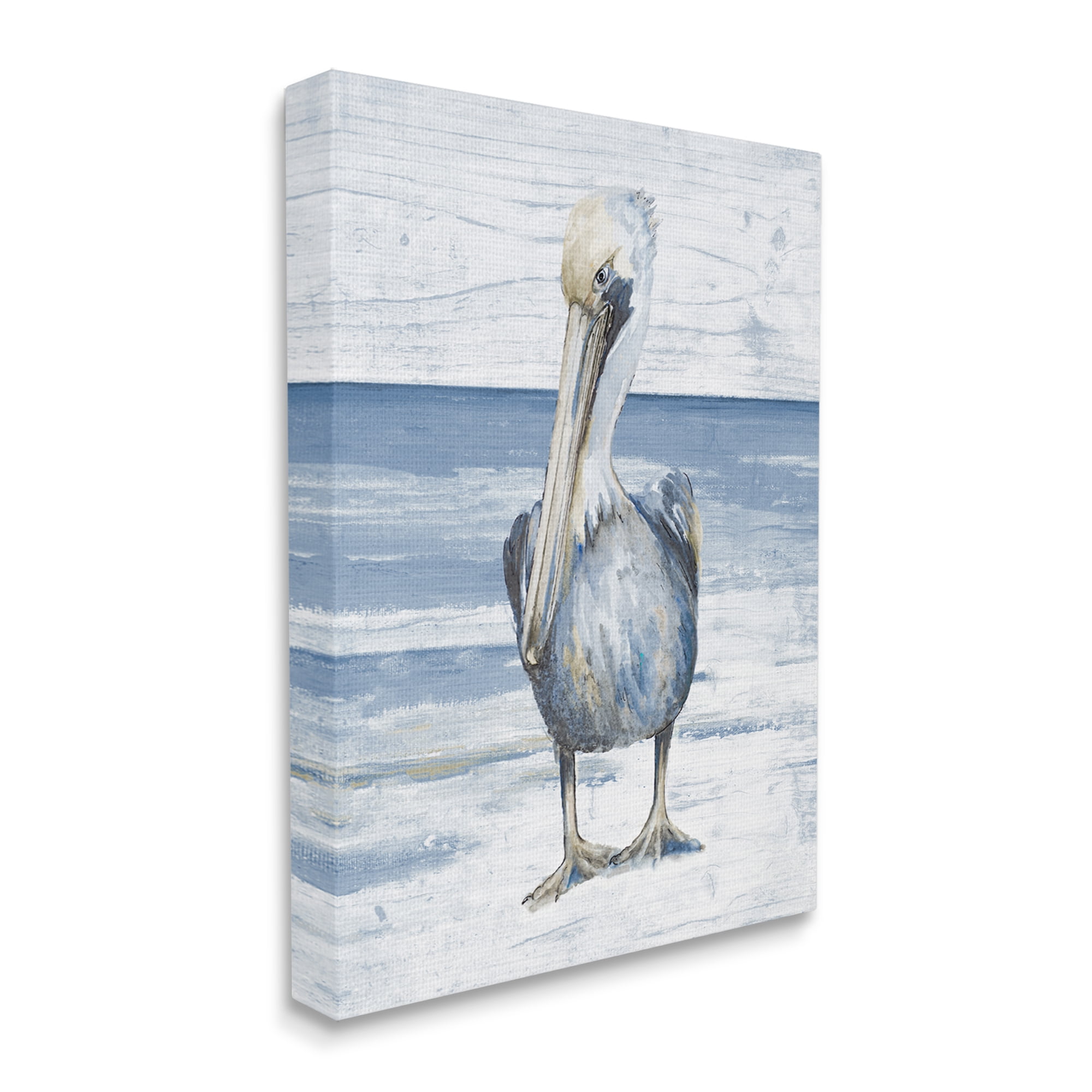 Stupell Industries Rustic Nautical Pelican Animals & Insects Painting Gallery Wrapped Canvas Art Print Wall Art, 24 x 30