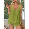 thumbnail image 5 of Women'S Flowy Layered Tank Top Scoop Neck Sleeveless Blouses Shirts Casual Vacation Tops Matcha Color XXL, 5 of 9