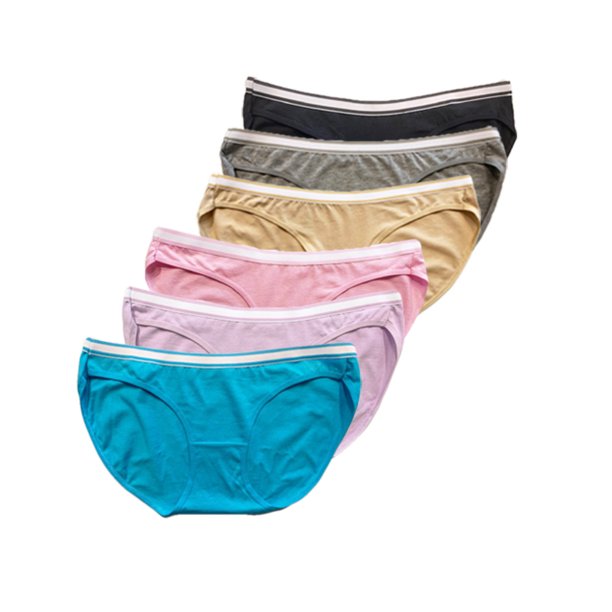 Nabtos Nabtos Women's Hipsters Low Rise Panties Cotton Underwear w/Waist Band Pack of 6