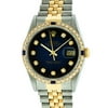 Pre-Owned Rolex Mens Datejust Steel & 18K Yellow Gold Blue Vignette Diamond & Sapphire Watch 16013 Jubilee