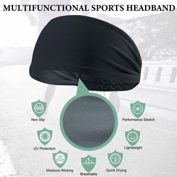 Sweatbands Sports Headband for Men & Women Moisture Wicking Hairband Athletic Head Sweat Bands for Running Cycling Yoga