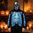 thumbnail image 2 of Y-Sunset Halloween Skeleton Hoodies for Men Big and Tall, Long Sleeve Mens Hoodies Graphic Design, Loose Fit Mens Hoodies Zip Up With Front Pockets for Outdoor Fall Winter, 2 of 4