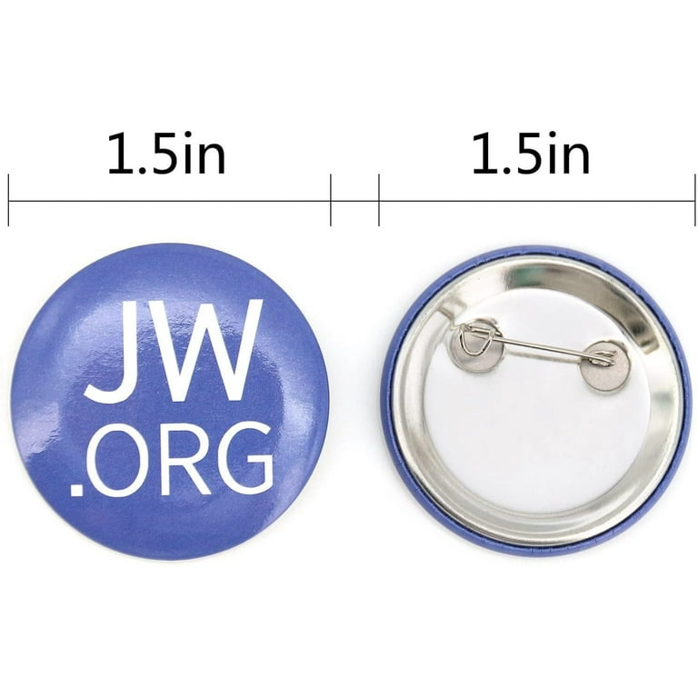 JW.org Round Premium Pinback Buttons, Blue JW.org Pins, Text Buttons