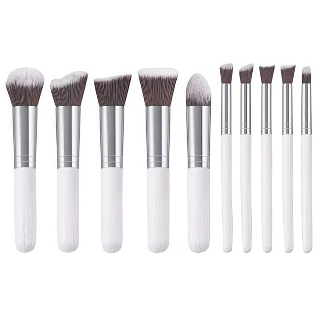 Set de 10 pinceles para base de maquillaje, adecuado para todo tipo de pieles, entre los utensilios de belleza.