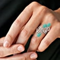 thumbnail image 4 of Floral Vine Ornate Teardrop Green Turquoise Sterling Silver Ring-7, 4 of 4
