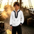 thumbnail image 2 of Zylarhe Boys Halloween Shirts Seaside Explorer Long Sleeve Tee with Whale Graphic Kids White 9-10 Years, 2 of 6